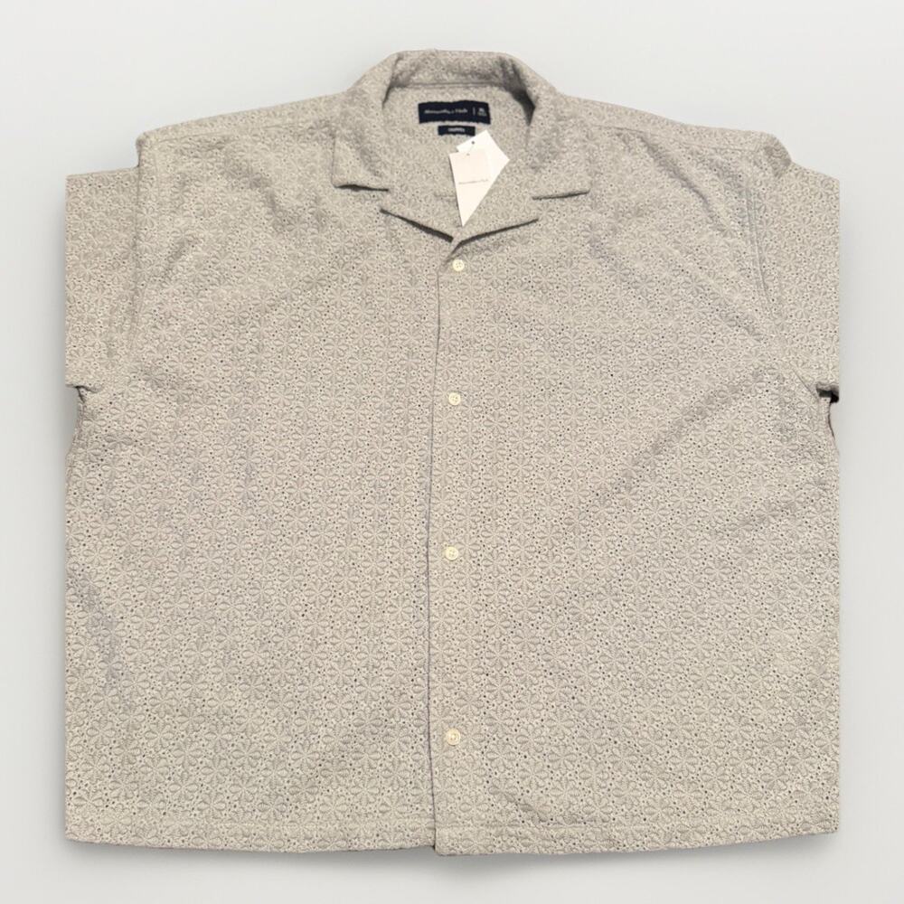 Abercrombie & Fitch Cropped Shirt Mens XL NWT Textured Jacquard Button Up